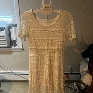 Casual Cream Tan Mini Sheath Dress